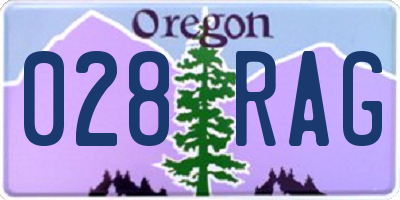 OR license plate 028RAG