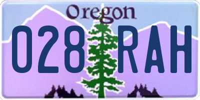 OR license plate 028RAH