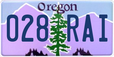 OR license plate 028RAI