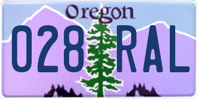 OR license plate 028RAL