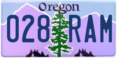 OR license plate 028RAM