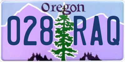 OR license plate 028RAQ