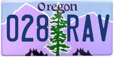OR license plate 028RAV