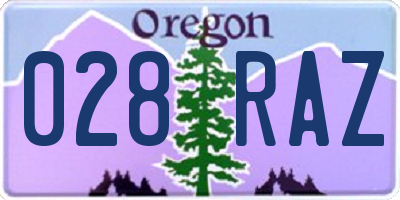 OR license plate 028RAZ