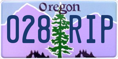 OR license plate 028RIP