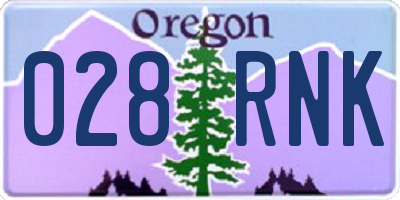OR license plate 028RNK