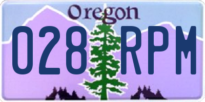 OR license plate 028RPM