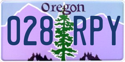 OR license plate 028RPY