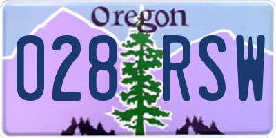 OR license plate 028RSW