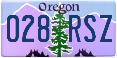 OR license plate 028RSZ