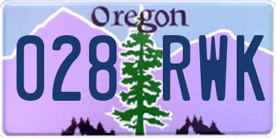 OR license plate 028RWK
