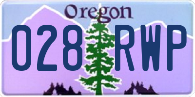 OR license plate 028RWP
