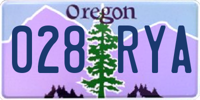 OR license plate 028RYA