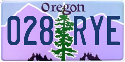 OR license plate 028RYE