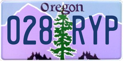 OR license plate 028RYP