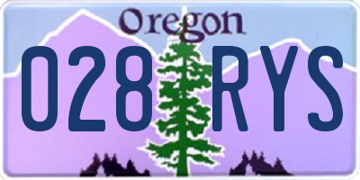 OR license plate 028RYS