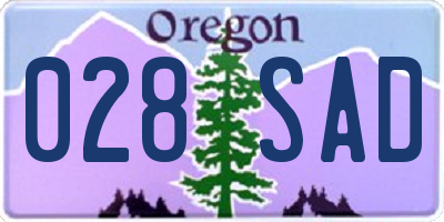 OR license plate 028SAD