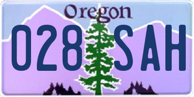 OR license plate 028SAH