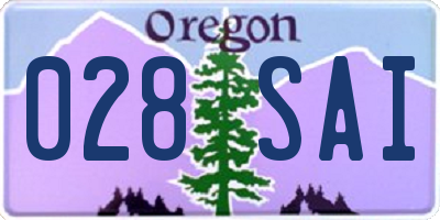 OR license plate 028SAI