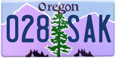 OR license plate 028SAK