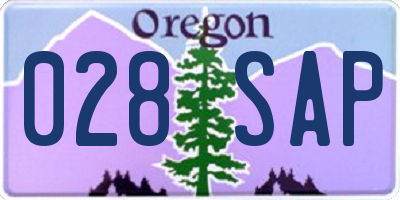 OR license plate 028SAP