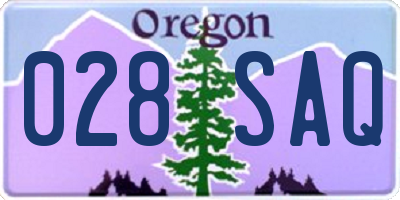 OR license plate 028SAQ