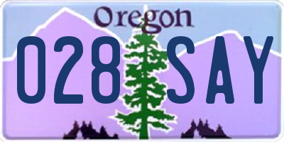 OR license plate 028SAY