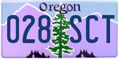 OR license plate 028SCT