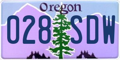 OR license plate 028SDW