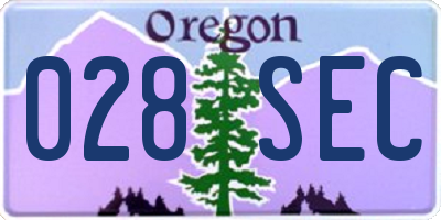 OR license plate 028SEC