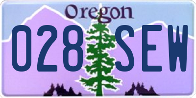 OR license plate 028SEW