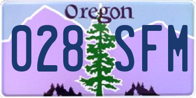 OR license plate 028SFM