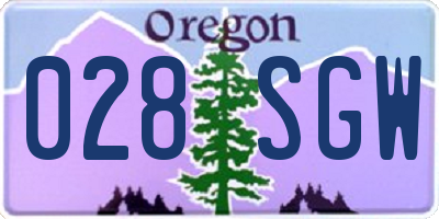 OR license plate 028SGW