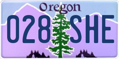 OR license plate 028SHE