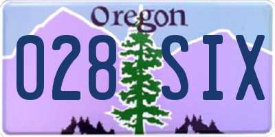 OR license plate 028SIX