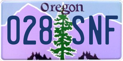 OR license plate 028SNF