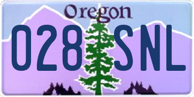 OR license plate 028SNL