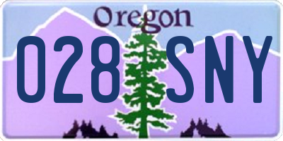 OR license plate 028SNY
