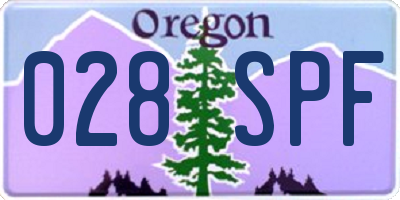 OR license plate 028SPF