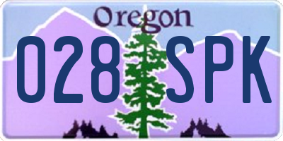 OR license plate 028SPK