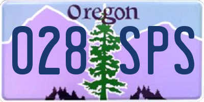 OR license plate 028SPS