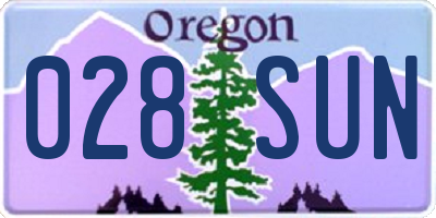 OR license plate 028SUN