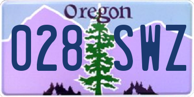 OR license plate 028SWZ