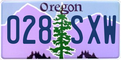 OR license plate 028SXW
