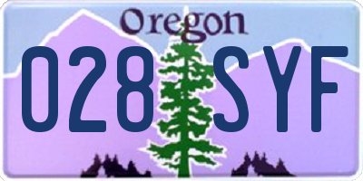 OR license plate 028SYF
