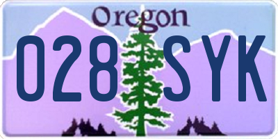 OR license plate 028SYK
