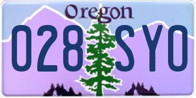 OR license plate 028SYO