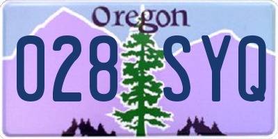OR license plate 028SYQ
