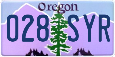 OR license plate 028SYR
