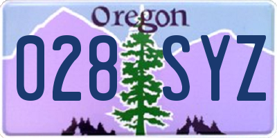 OR license plate 028SYZ